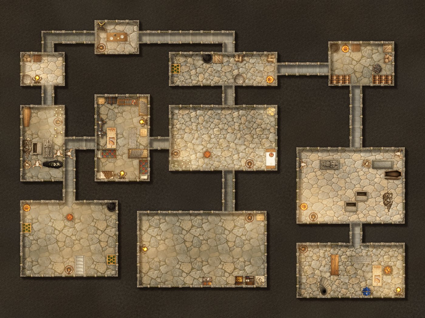 Dungeon of stone rooms and corridors